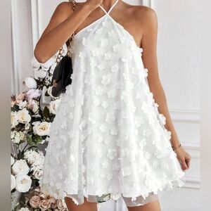 Idem Ditto Elegant White Floral Halter Dress